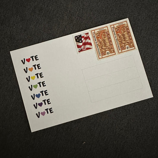 Stamps Affixed: 100 heart postcards to voters