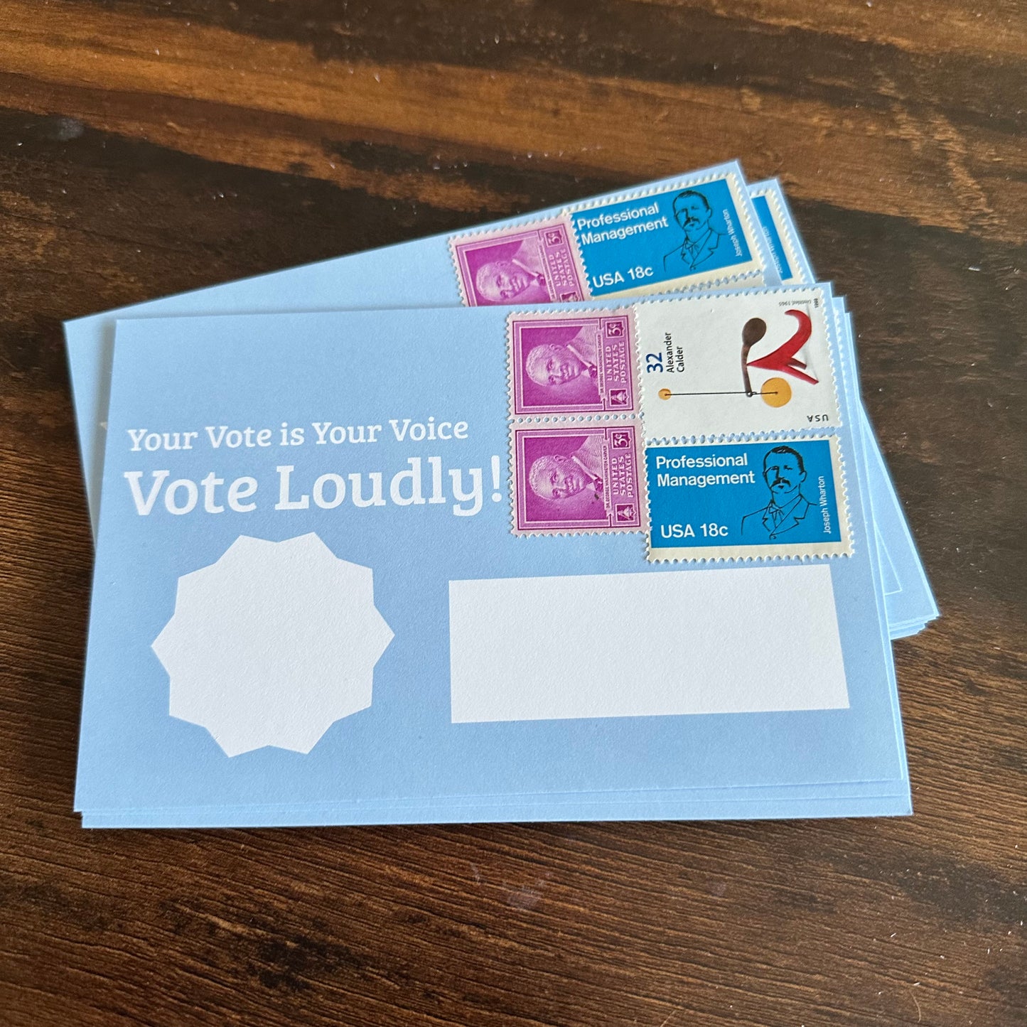 Stamps Affixed: 100 Vote Loudly postcards to voters