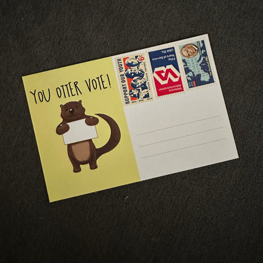 Stamps Affixed: 100 Otter postcards to voters