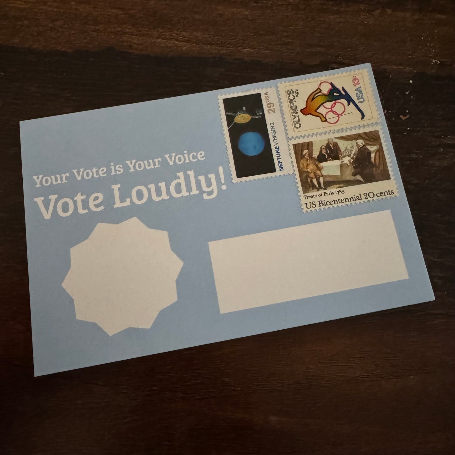 Stamps Affixed: 25 postcards to voters