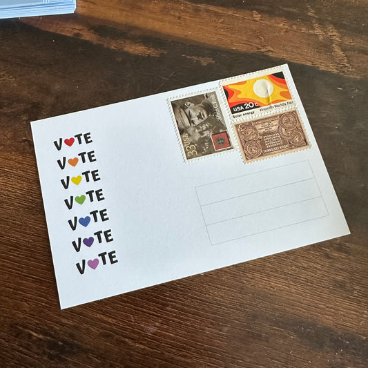 Stamps Affixed: 100 heart postcards to voters